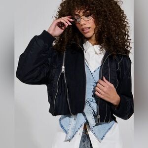 New AKIRA Black Women's Bomber Jacket size S